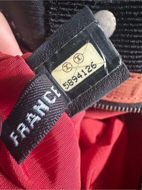 CHANEL | Bags | Chanel Old Travel Line Mm Black Nylon Tote Bag Red ...